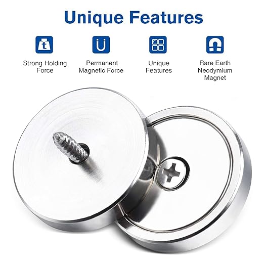 LOVIMAG Neodymium Cup Magnets,110LBS Holding Force Strong Rare Earth Magnets with Heavy Duty Countersunk Hole and Double Sided Adhensive&Stainless Screws for Refrigerator Magnets,Office etc,Pack of 6