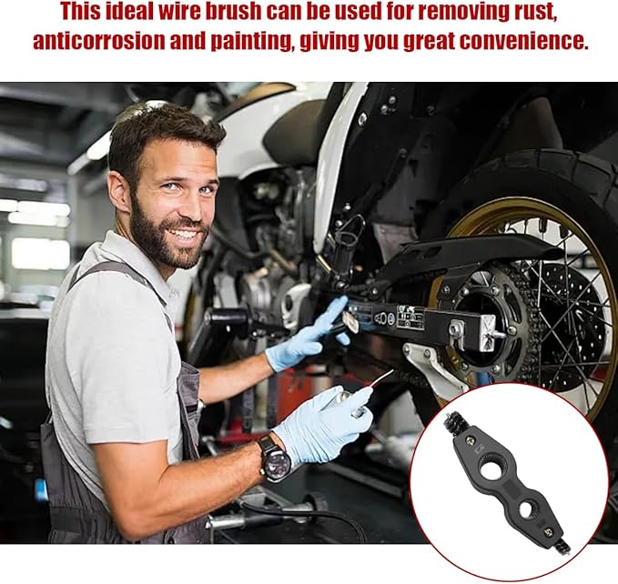 Car Battery Terminal Cleaning Brush, 4 in 1 Steel Wire Brush Heads for Battery Terminals Pipes, Anti-Rust Battery Terminals Machine Parts Cleaning Tool, Universal Car Accessories (Black)