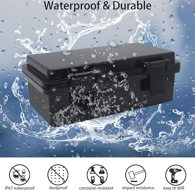 Junction Box, Hinged Black Cover IP67 Waterproof ABS Project Box with Mounting Plate Electrical Box Enclosure with Wall Bracket 7.9 x 3.9 x 2.8inch(200x100x70mm)