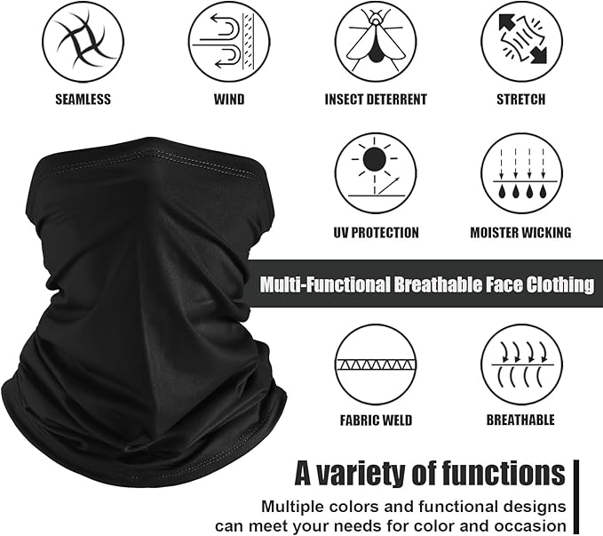 Geyoga 6 Pieces Summer UV Protection Cooling Neck Gaiter Face Clothing Neck Gaiter Mask Scarf Sunscreen Breathable Bandana