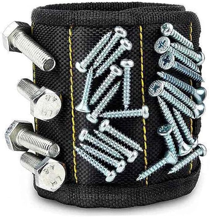 Magnetic Wristband for Tools – Adjustable Tool Holder with Strong Magnets – Ideal for Screws, Nails, Bolts, Drill Bits – Perfect for DIY, Carpentry, and Construction Work (red, 1)