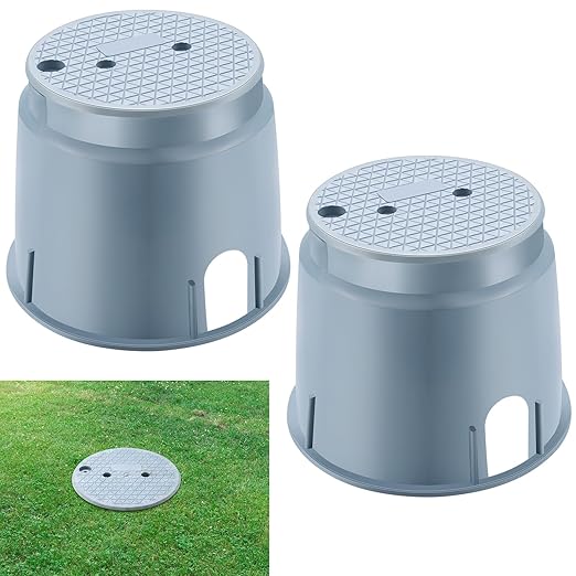 Tandefio 2 Pcs 910 Electrical Splice Box 10 Inch Diameter Underground Electrical Junction Box Inground for Outdoor Wiring Splices (Gray)