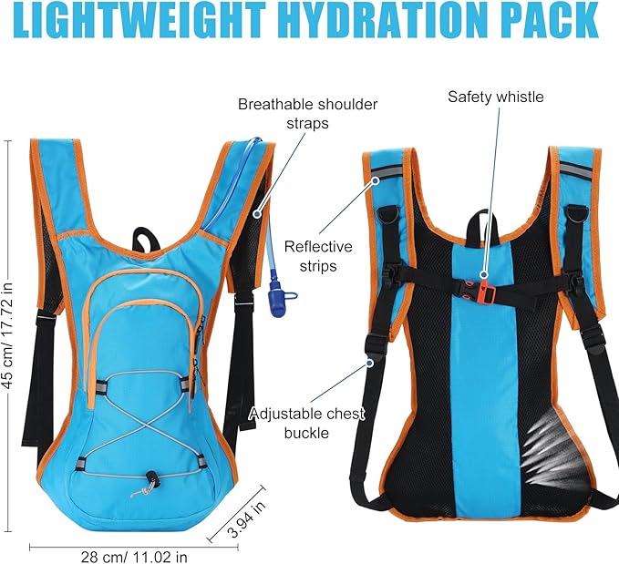 4 Pack Hydration Backpack with 2L Water Bladder Lightweight Hydration Backpack Pack for Men Women Hiking Cycling Camping Running Climbing
