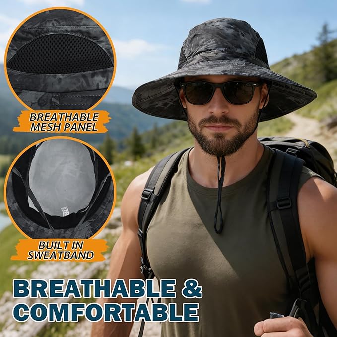 EINSKEY Wide Brim Sun Hat, UPF 50+ UV Protection Waterproof Packable Bucket Hat for Men & Women, Fishing Hiking Beach Garden