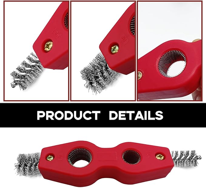 4 in 1 Car Battery Terminal Cleaning Brush, Anti-Rust Auto Battery Cleaner Brush Tool, Universal for Automotive and Marine for Plumbing Installation Soldering Brazing, Car Accessories (Red)