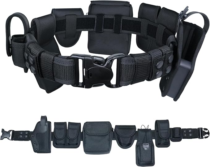 Duty Belt w/Utility Belts Law Enforcement Police Molded Pouches Kit ，Nylon Tactical Officer Security Guard Belt 4 pack Belts Keeper