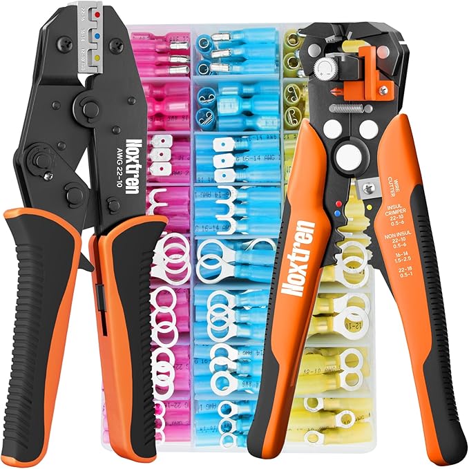 Crimping Tool For Heat Shrink Connectors, 310PCS AWG 22-10 Waterproof Automotive Marine Grade Heat Shrink Wire Connectors and Wire Stripper