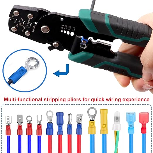 smseace 210PCS Wire Butt connectors with Crimping Tool 22-10AWG Butt Splice Connectors Insulated Electrical Straight Wire Terminal