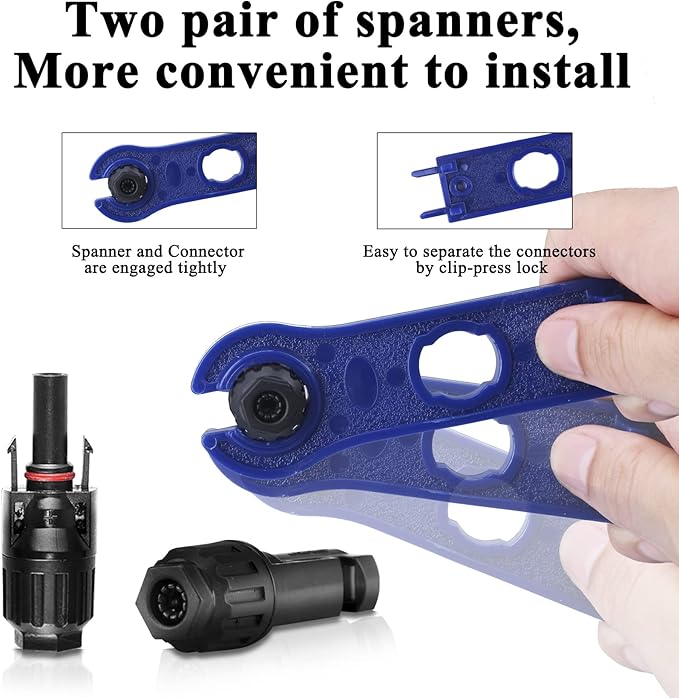 MUYI 42 PCS Solar Panel Connector - 10 Pairs Connectors, 2 Spanner Wrench,10 Pairs Male/Female(10AWG)