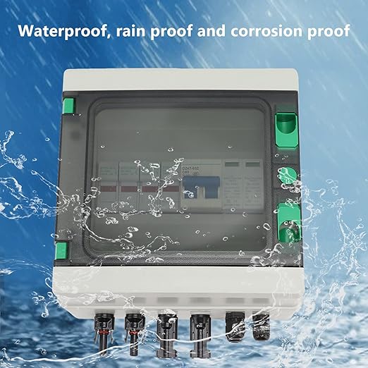 Plastic Solar PV Combiner Box - 2-String 15A Rated Arrester 2-In-1-Out DC 1000V with IP67 Water Resistance, Polycarbonate and ABS Material, Transparent Cover