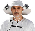 Wide Brim Solar Fan Hat, Outdoor Sun Hat with 2 Solar Power Fan for Men Women UPF 50+ Breathable Bucket Fishing Hat