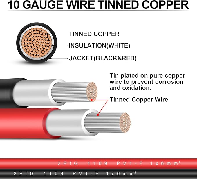 iGreely 100FT Red + 100FT Black Solar Panel Extension Cable (Male-to-Male, 10AWG, IP67, UV & Corrosion Resistant)