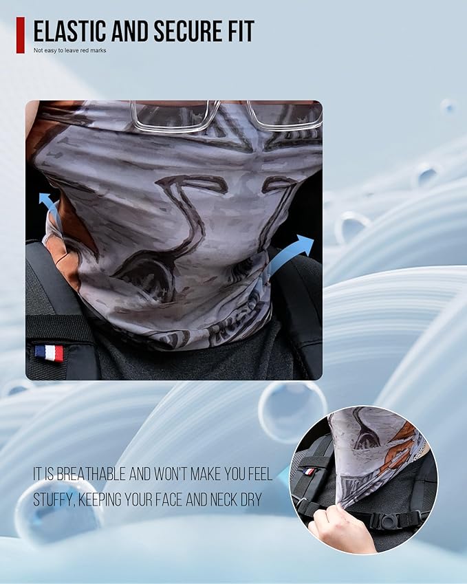 Neck Gaiter and Arm Sleeves Set, UPF 50+ Breathable Face Mask and Cooling Compression Sleeves