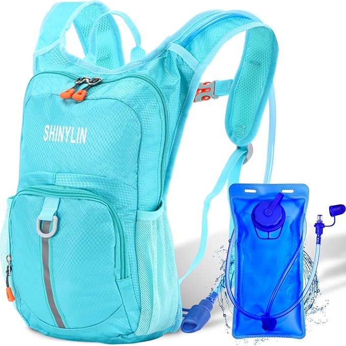 Kids Hydration Backpack with 1.5L Water Bladder Hiking Backpack Lightweight for Boys or Girls Children Biking Climbing Running Cycling
