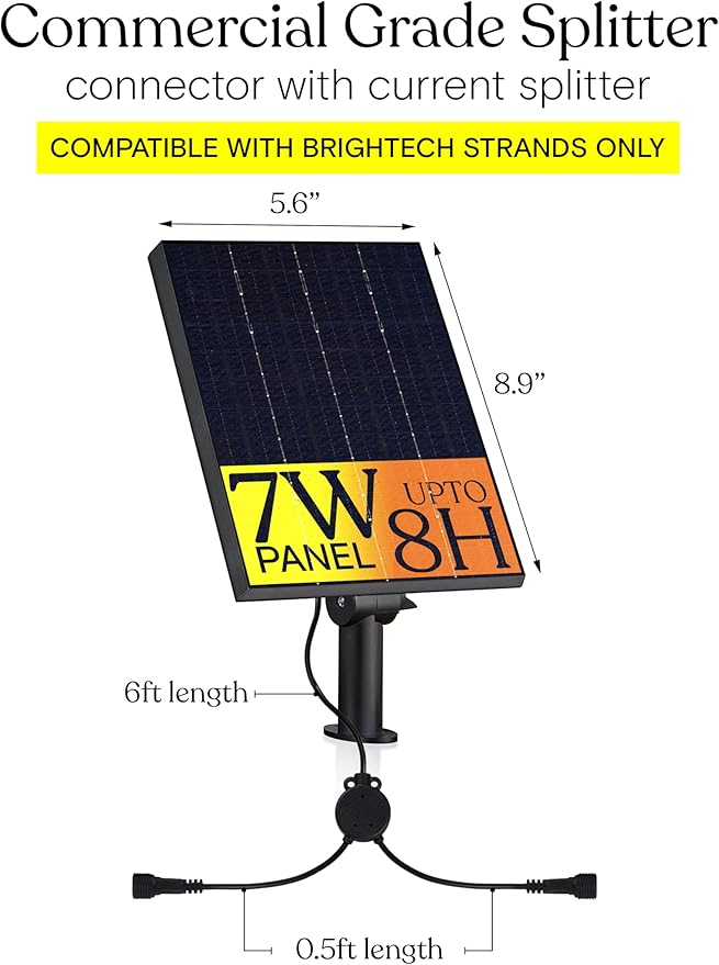 Brightech Ambience Pro Replacement Solar Panel - Compatible Only with Brightech Solar Powered Outdoor String Lights with White Color Changing Capacity - 1 Solar Panel, 7W