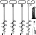 SELEWARE 4 Pack Trampoline Stakes Heavy Duty Ground Anchors High Wind Trampoline Stakes Anchors Spiral Earth Anchors for Secure Animals Trampolines Tents Shed Swing Set Mobile Homes Carport