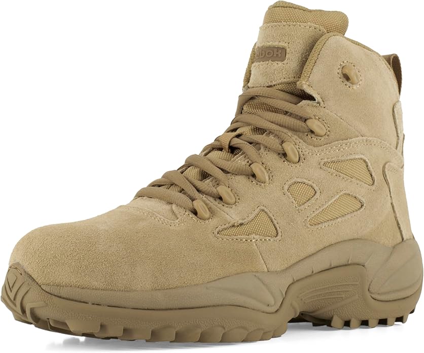 Reebok Men's Rb8694 Rapid Response Rb Composite Toe 6" Tactical Stealth Boot Sidezipper Desert Tan Military & Tactical Boots