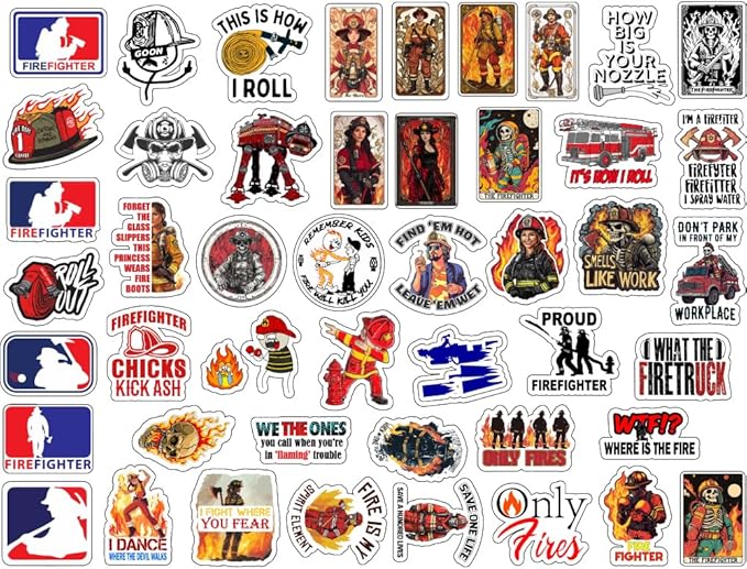 1step2dream Funny Firefighter Sticker | Humor and Witty Decals for Fire Fighter,Fire Rescue Stickers for Laptop,Water Bottles,Helmet – Gift for Firefighter,Adults,Women