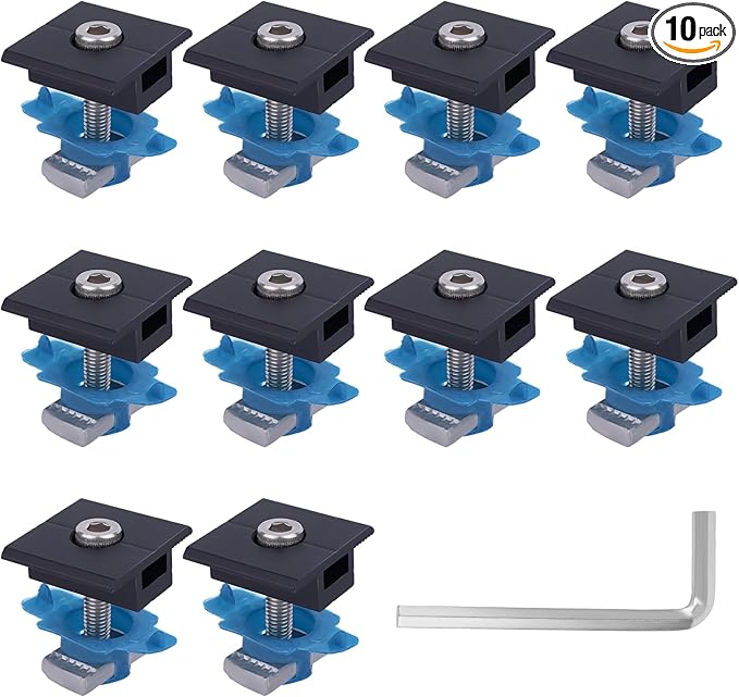 10pcs Solar Panel Mid Clamps for Unistrut, 30mm/35mm Aluminum Mounting Brackets Black Roof Mount Kit Hardware for Metal/Tin/Flat/Sheet Roof and RV Solar Panel Installation