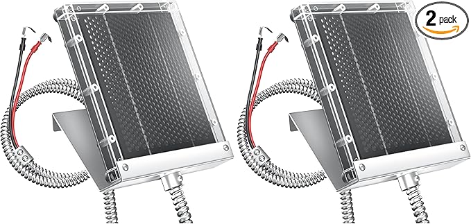 POWOXI 6V Solar Panel for Deer Feeder: 1.5W Waterproof Solar Battery Charger with Mounting Bracket Alligator Clip Feeder Solar Panel 6 Volt Solar Panel (Pack of 2)