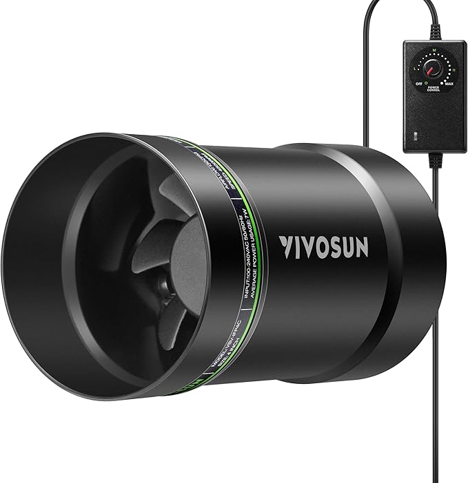 VIVOSUN 4" Inline Exhaust Fan & Speed Controller, Low Noise Workshop 130 CFM Duct Fan for HVAC Ventilation, Vent Booster Fan in Grow Tents, Basements, Bathrooms, Kitchens, Attics and 3D Printer