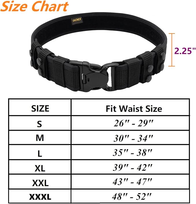 TACNEX Duty Belt w/ 4 Keepers 2.25" Nylon Stiff Utility Belt Police Correctional Officer Work Patrol Gear Carrier M