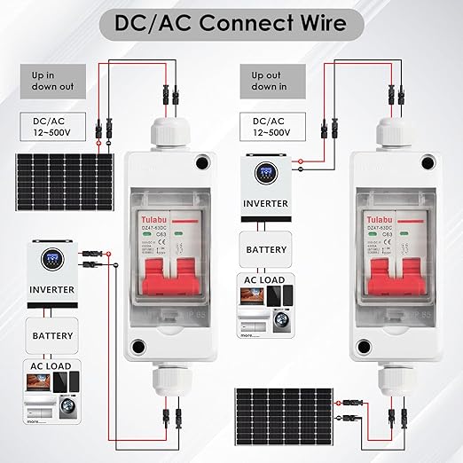Solar Panel Disconnect Switch, Solar Disconnect Switch IP Water Proof DC Outdoor PV Miniature Circuit Breaker for Outdoor PV or AC Stystem and Home (63, Amps)