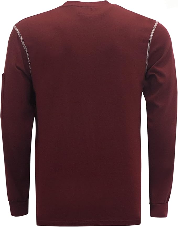 KONRECO FR Shirts for Men Long Sleeve 7oz Cotton Flame Resistant/Fire Retardant CAT2 Henley Shirt