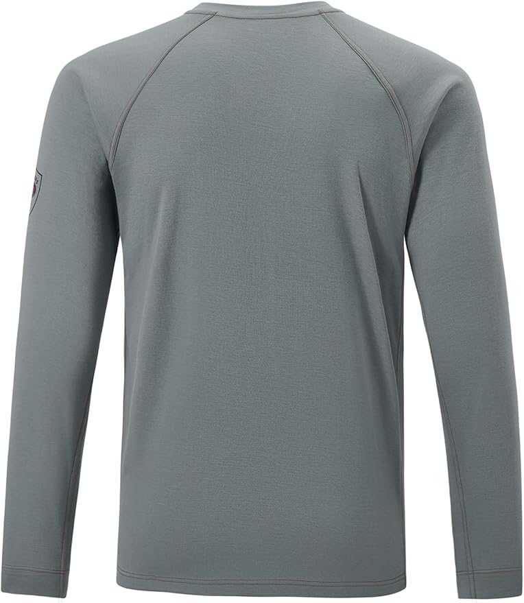 FR Shirts for Men Light Weight Flame Resistant Henley Shirts Long Sleeve Shirts HRC2/CAT2 6.5oz 100% Cotton