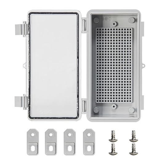 Outdoor Junction Box Waterproof Electrical Box, IP66 ABS Plastic Project Enclosure with Mounting Plate for Marine, Garage & Solar Panel Installations Clear 7.8"x3.8"x2.9"