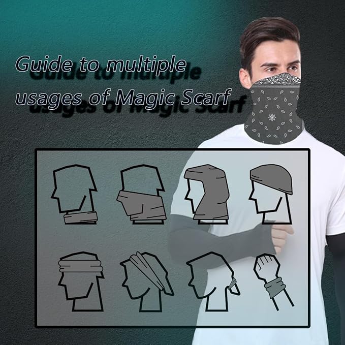 Neck Gaiter Face Cover Bandana Mask Scarf, Breathable Sun& Dust-proof for Cycling Running Fishing Hiking