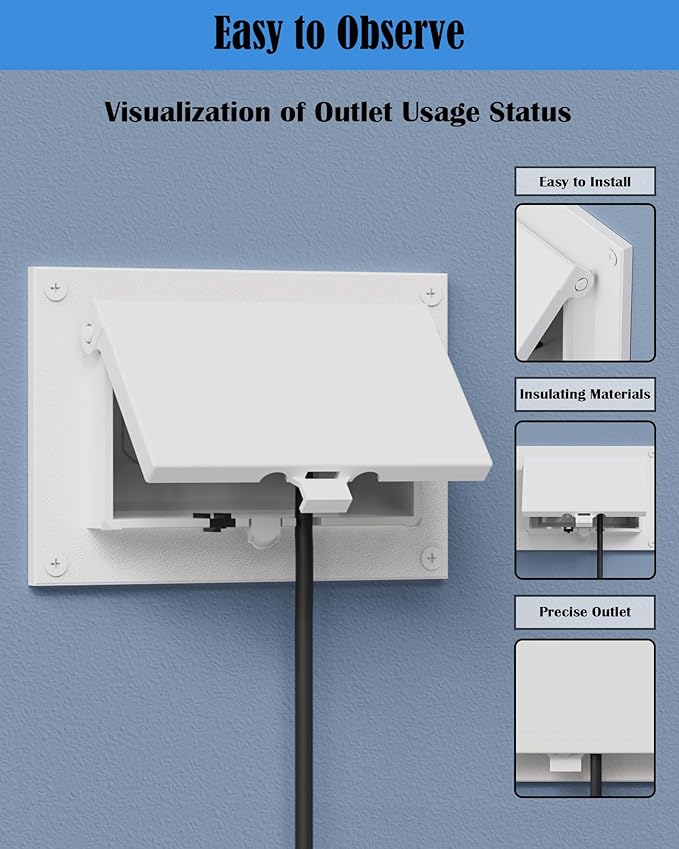 Type 3r Enclosure Cover, DBHW-1 Outdoor Outlet Cover for Wet Locations (Horizontal), Electrical Box Replacement Cover for DBHS1W/DBHR1W/DBHM1W/DBHR141W in Box Electrical Outlet Box - White(1-Pack)