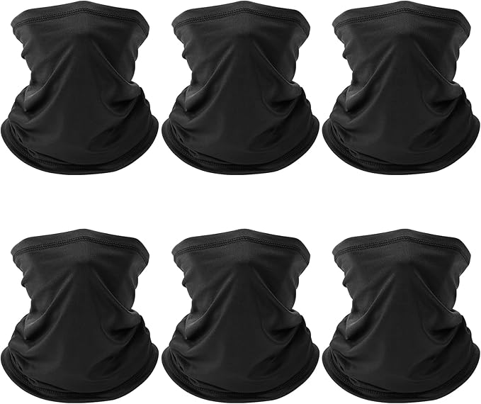 6 Pack Neck Gaiter for Men Women Gator Summer UV Dust Mask Cooling Neck Gaiters Face Cover for Sun Protection Scarf Bandana