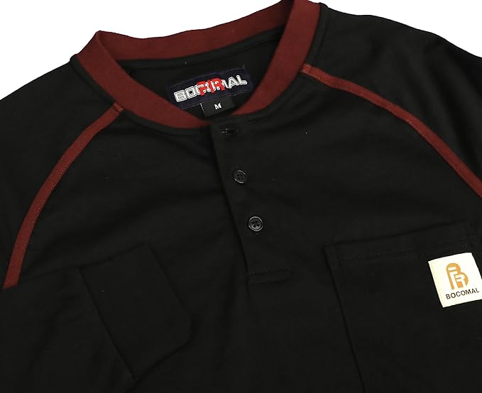 BOCOMAL FR Shirts 5.5oz Light Weight Henley and Short Sleeve Flame Resistant/Fire Retardant Clothing Shirt