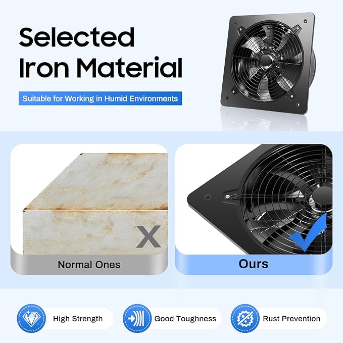16'' Explosion Proof Exhaust Fan, 300W 4700CFM Industrial Axial Flow Fan Utility Blower Ventilator Fan Extractor Factory Extraction Ventilation for Garage Shops Kitchen, 2800RPM