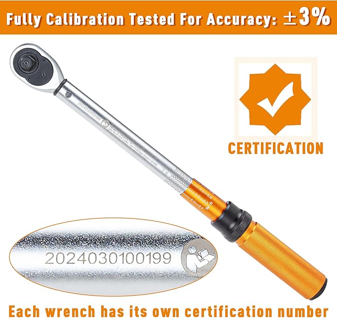 CARTMAN 1/2-inch Drive Click Torque Wrench Dual-Range 29.5-155 LB.IN/40-210 N.M for MTB, E-Bike and Moto Maintenance
