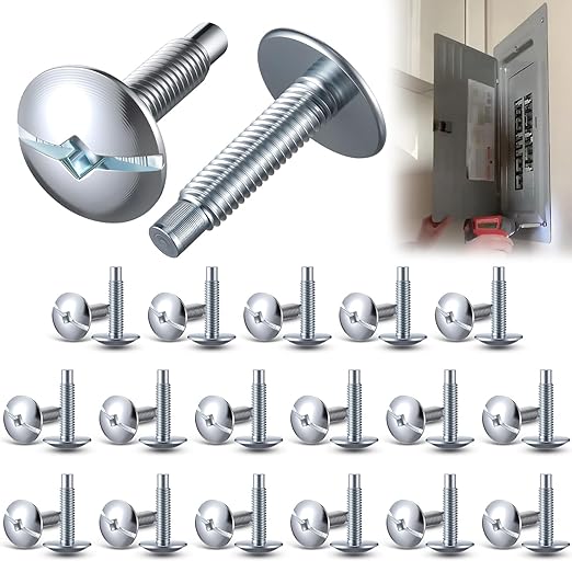 36 Pack Electrical Panel Screws for Square D Load Center, Zinc Coated Breaker Box Cover Screws, 1/4-Inch Thread Size Compatible with Siemens & Murray, QO & Homeline Panels Screw (Silver)