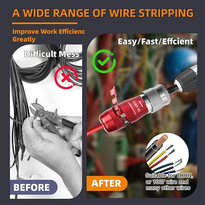 ANGELSWORD 10 AWG Wire Stripper for Drill, Wire Stripping Tool, Professional Electrician Tool, The Perfect Companion for Power Drill