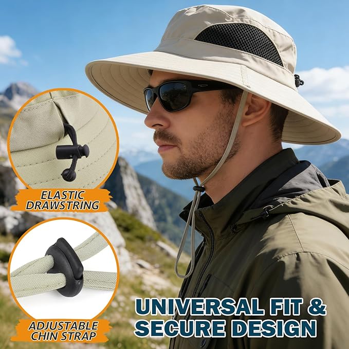 EINSKEY Wide Brim Sun Hat, UPF 50+ UV Protection Waterproof Packable Bucket Hat for Men & Women, Fishing Hiking Beach Garden