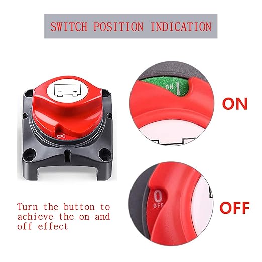 Battery Disconnect Switch 12V 24V 48V Master Isolator Cut Off Switch for Marine Boat Car Truck Camper RV Trailer Vehicles Engine Application (On/Off)