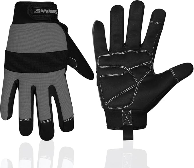 SAWANS Safety Work Gloves Gardening Working Gloves Mens Women Mechanic Construction Utility Flexible Padded Palm Protection