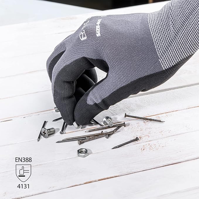 Safety Work Gloves MicroFoam Nitrile Coated-3/6/12/36 Pairs,Breathable Nylon Working Gloves for Men Women