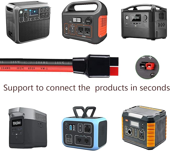 10AWG Solar Panel Cable Connector Kit,Anderson Connector,Anderson Adapter Power Pole Port,Male and Female Solar Extension Cable Connector Kits for Portable Solar Generator Power Station(2Ft)