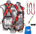Palmer Safety Fall Protection Safety Harness Kit I Construction Harness + Various Lanyard + D-Ring Extender