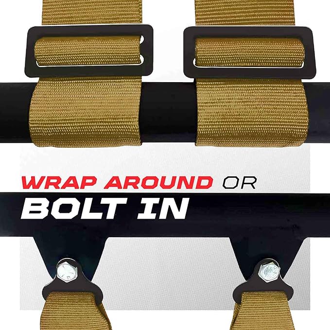 1pc 4 Point Harness for Bucket Seat Push Release 10 Color Harnesses Racing Harness 4 point Race Car UTV, RZR (Gold, 3in)