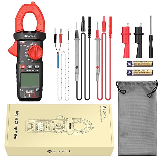 Neoteck Clamp Meter 4000 Counts Amp Meter for TRMS AC Current AC/DC Voltage 600A Auto Range Digital Multimeter with Capacitance Continuity Resistance NCV Diode Test for Car Electric Cabinet