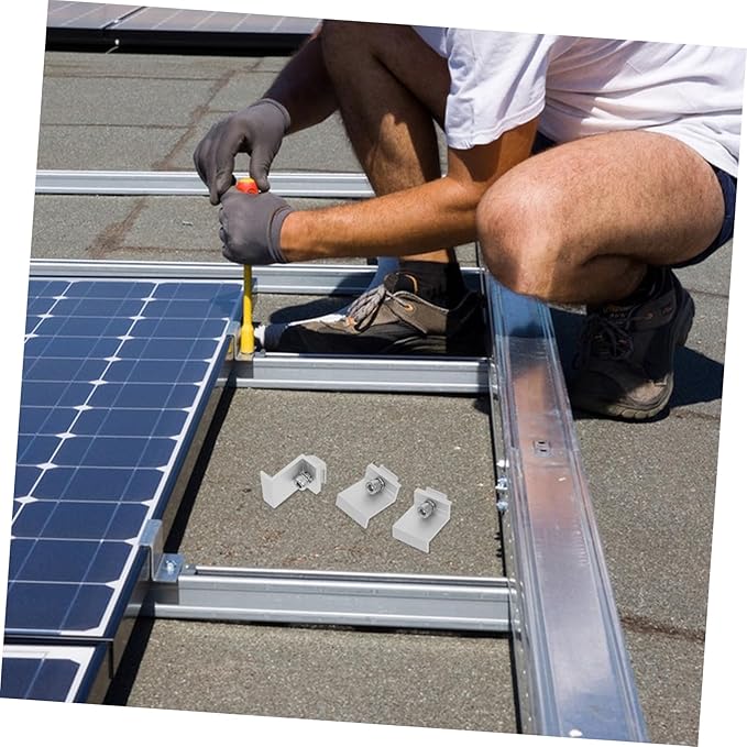 12Pcs Solar Panel Rack Clips Durable Bracket Clips for Easy Installation Stable Support for Solar Photovoltaic Systems Weather Resistant Panel Fixed Buckles
