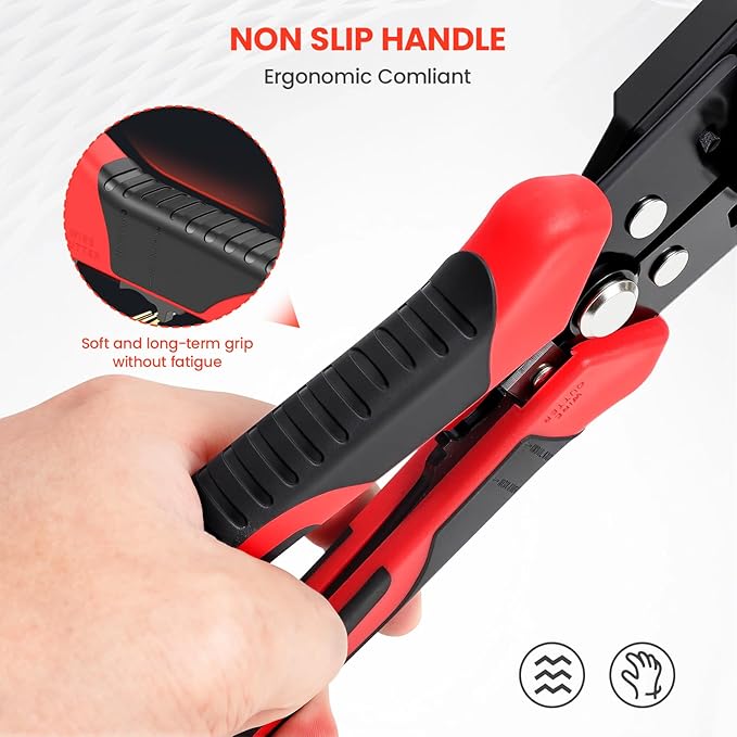 HARDELL+ Wire Stripper, 20-10 AWG Automatic Wire Strippers, 3-IN-1 Self Adjusting Wire Stripper Tool, Stripping/Cutting/Crimping Tool With 40PCS Terminals & Waterproof Bag For Electrician & DIYers