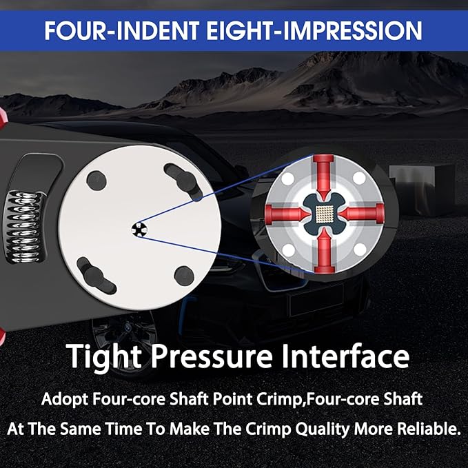 Deutsch Closed Barrel Crimper, Solid Barrel Contact & Circular Connector Contacts Crimping Tool (AWG 14-20) 4 Way Indent, 8 Impression Type，DT Connector Removal Tool,0411-310-1605 Blue Push Wire Tool