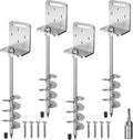 18'' Heavy Duty Ground Anchors 10mm Solid Steel with L Bracket, for Trampoline Mobile Home Swing Set Shed Carport Tent Earth Anchor Fence, 2.7" Helix Blade & Chrome Plated Finish, 4Pack